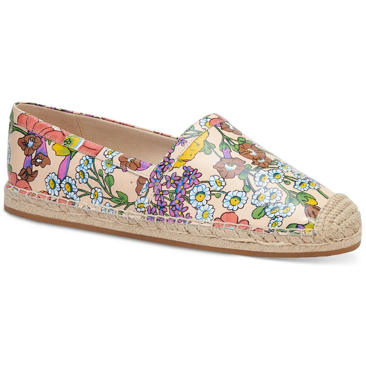 Womens Leather Floral Print Loafers