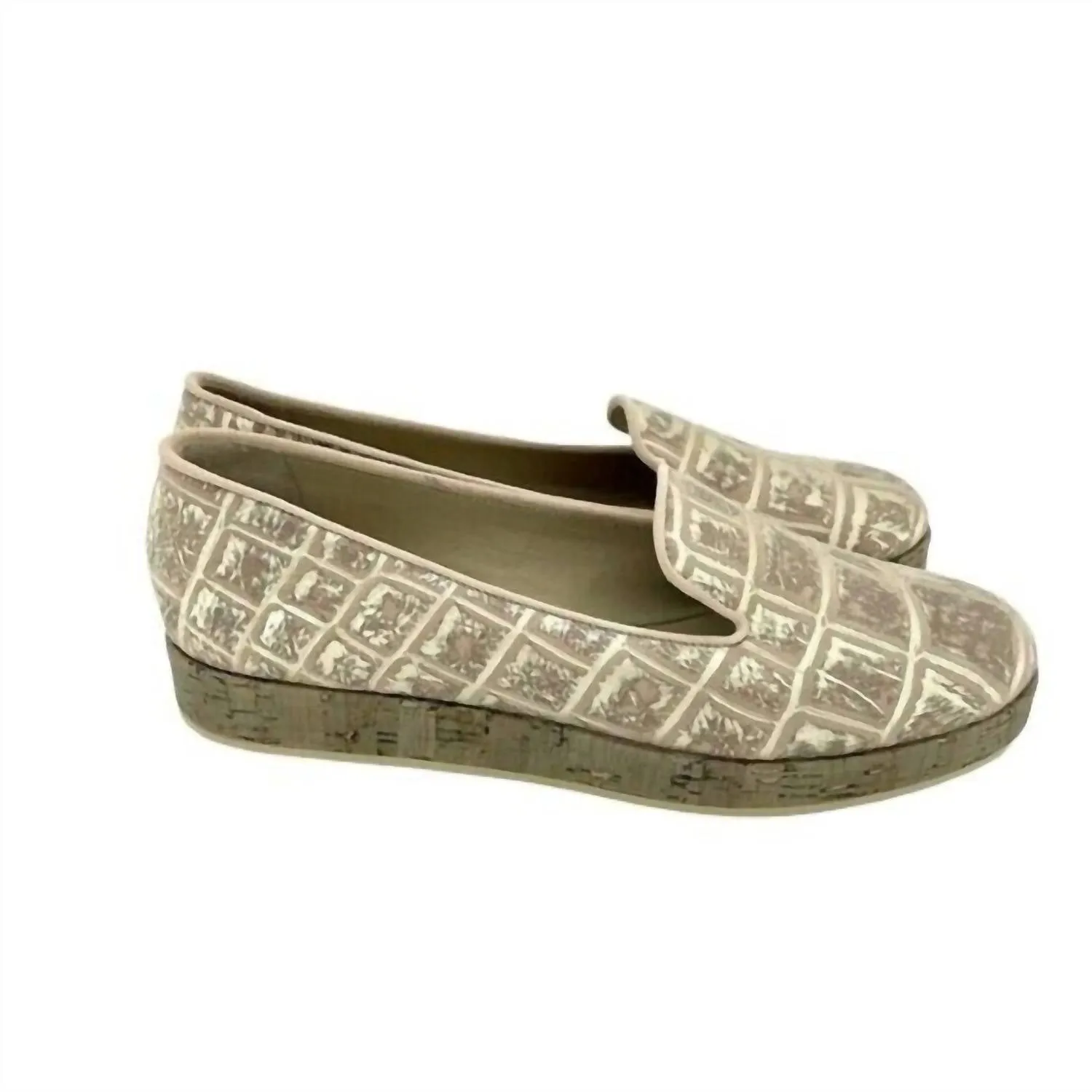 Women's Leather Loafer Flats In Tan