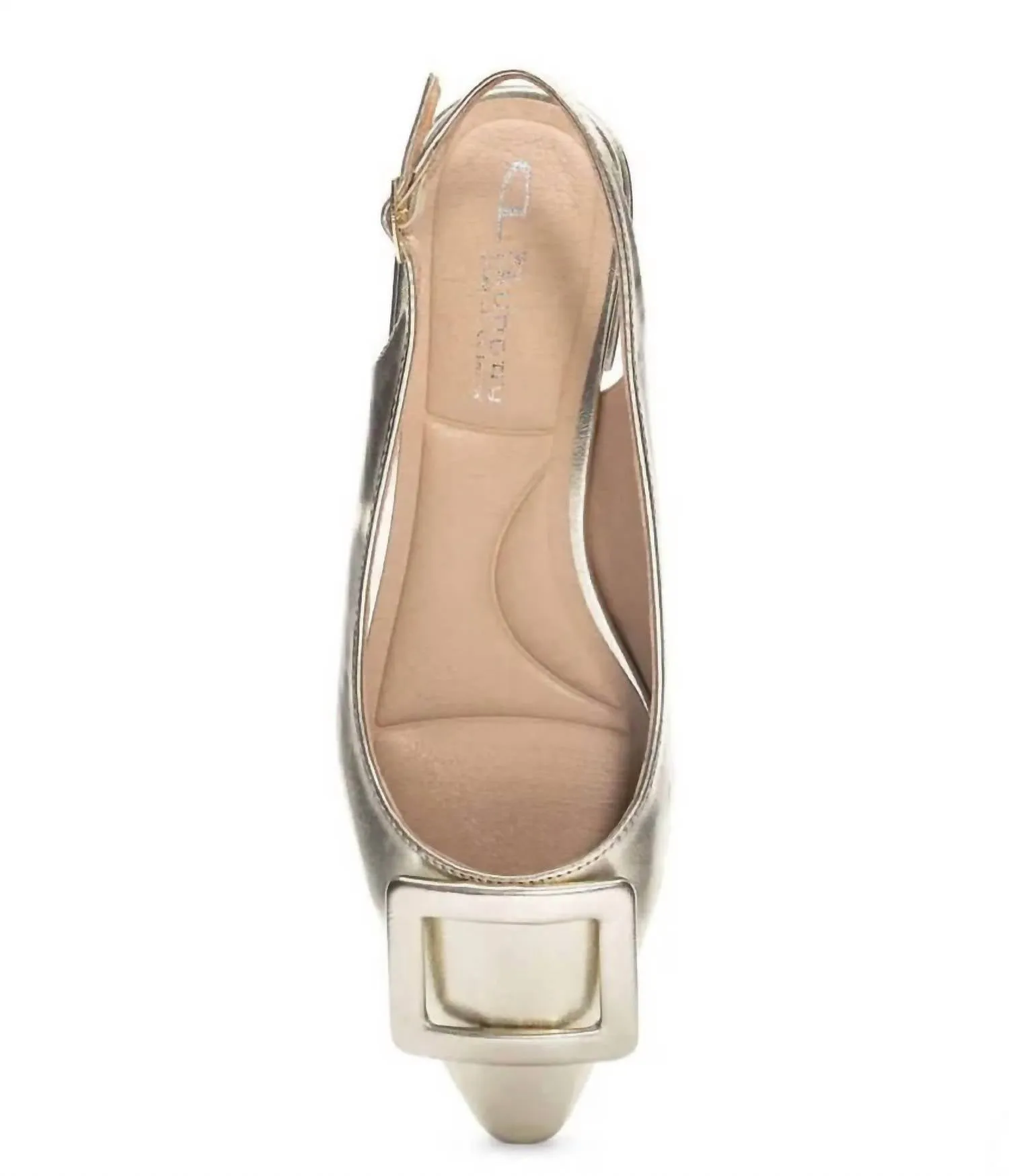 Women's Metallic Buckle Flat Slide In Gold