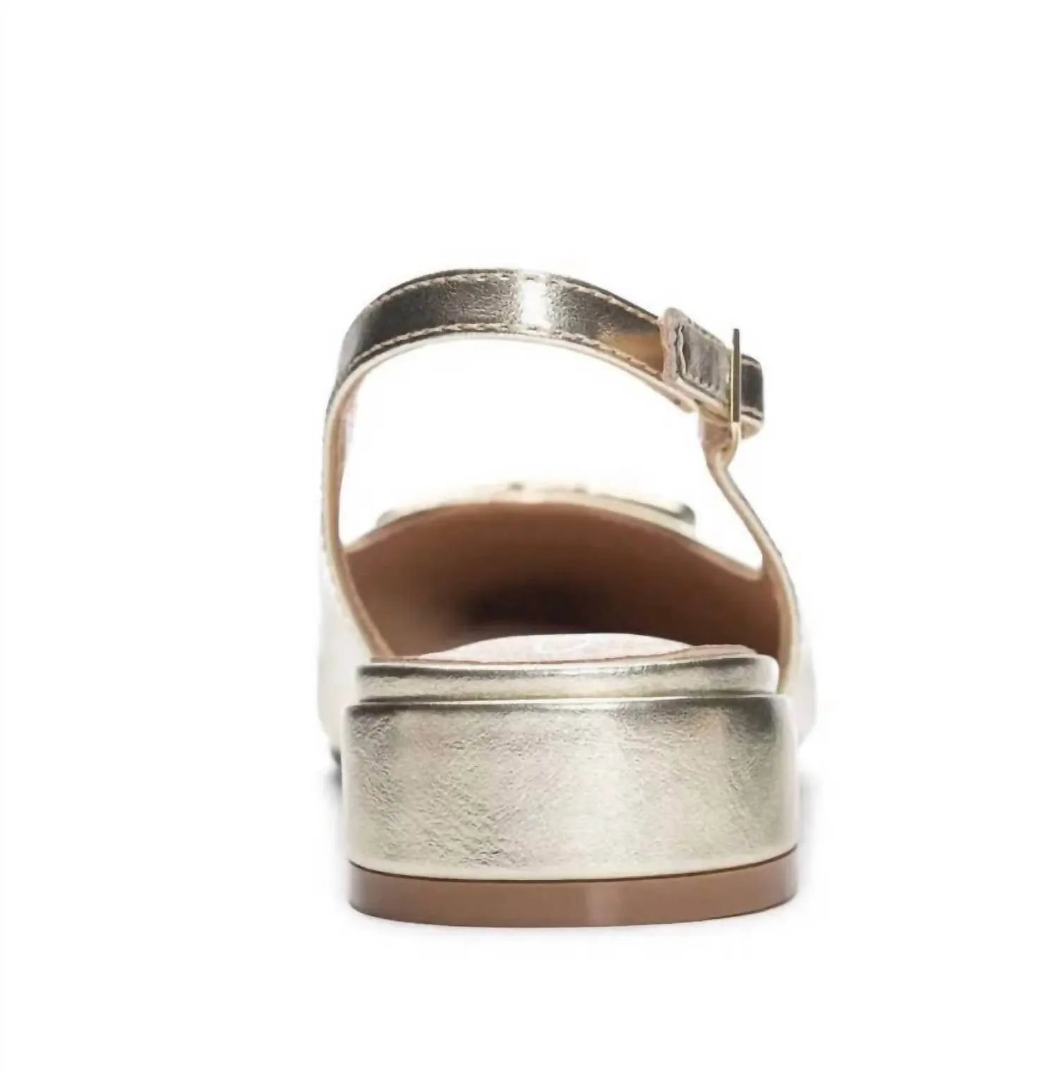 Women's Metallic Buckle Flat Slide In Gold