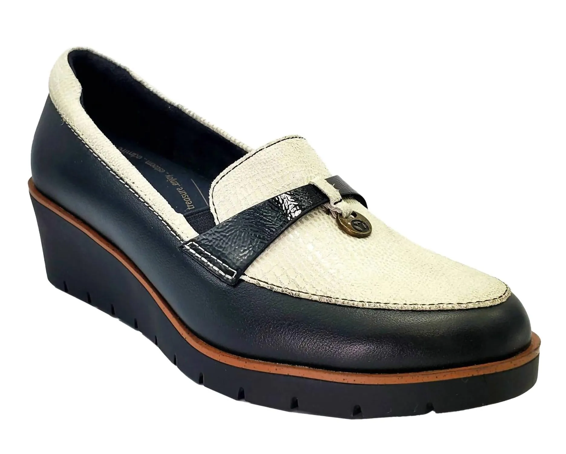 Women's Pamplona Wedge Loafer In Black/oyster