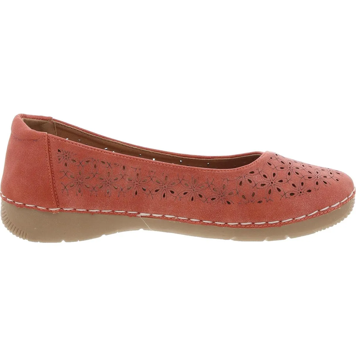 Womens Perforated Manmade Ballet Flats