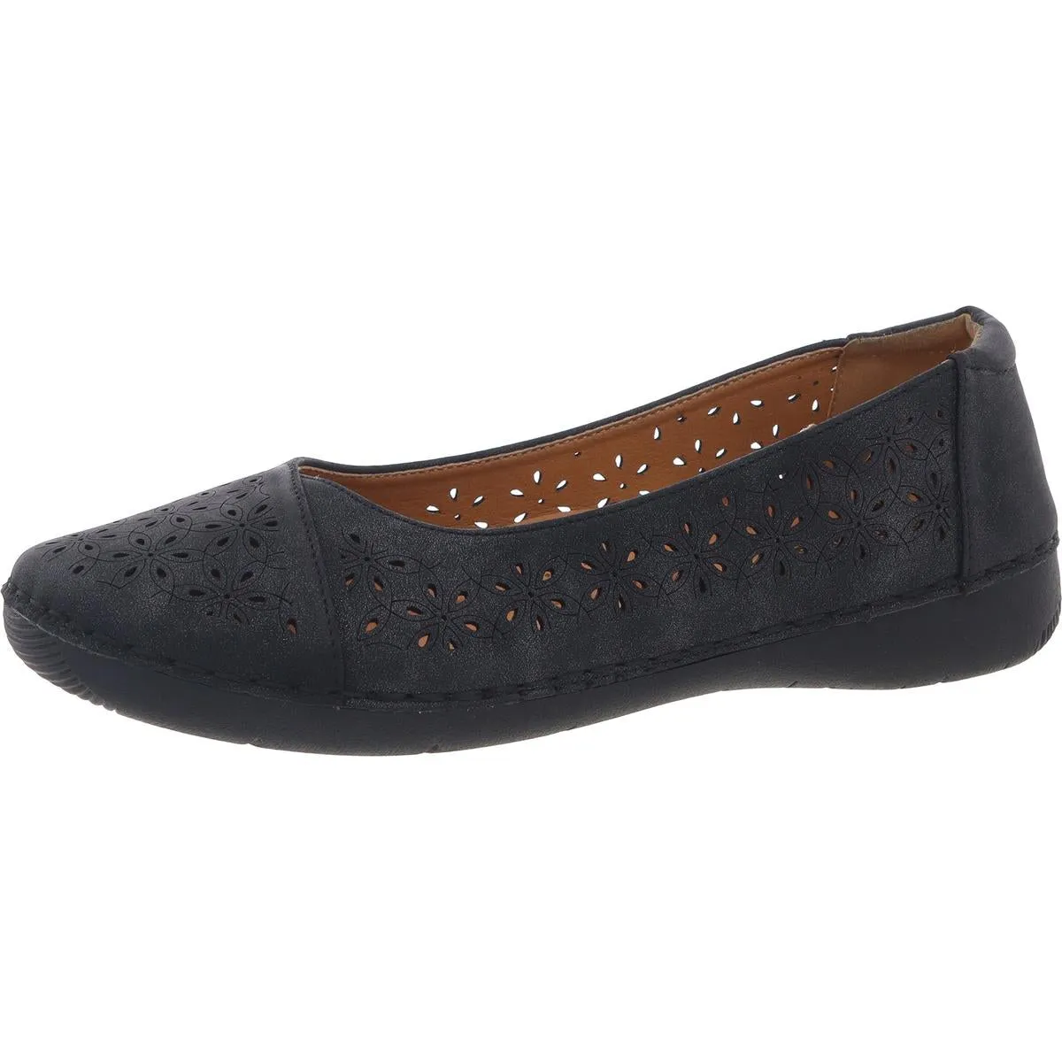 Womens Perforated Manmade Ballet Flats