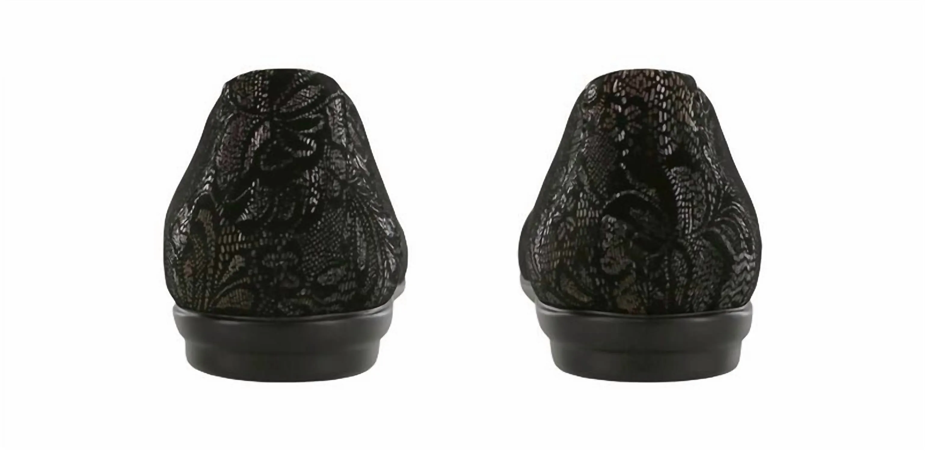 Women's Scenic Ballet Flat Shoes Medium In Black Lace