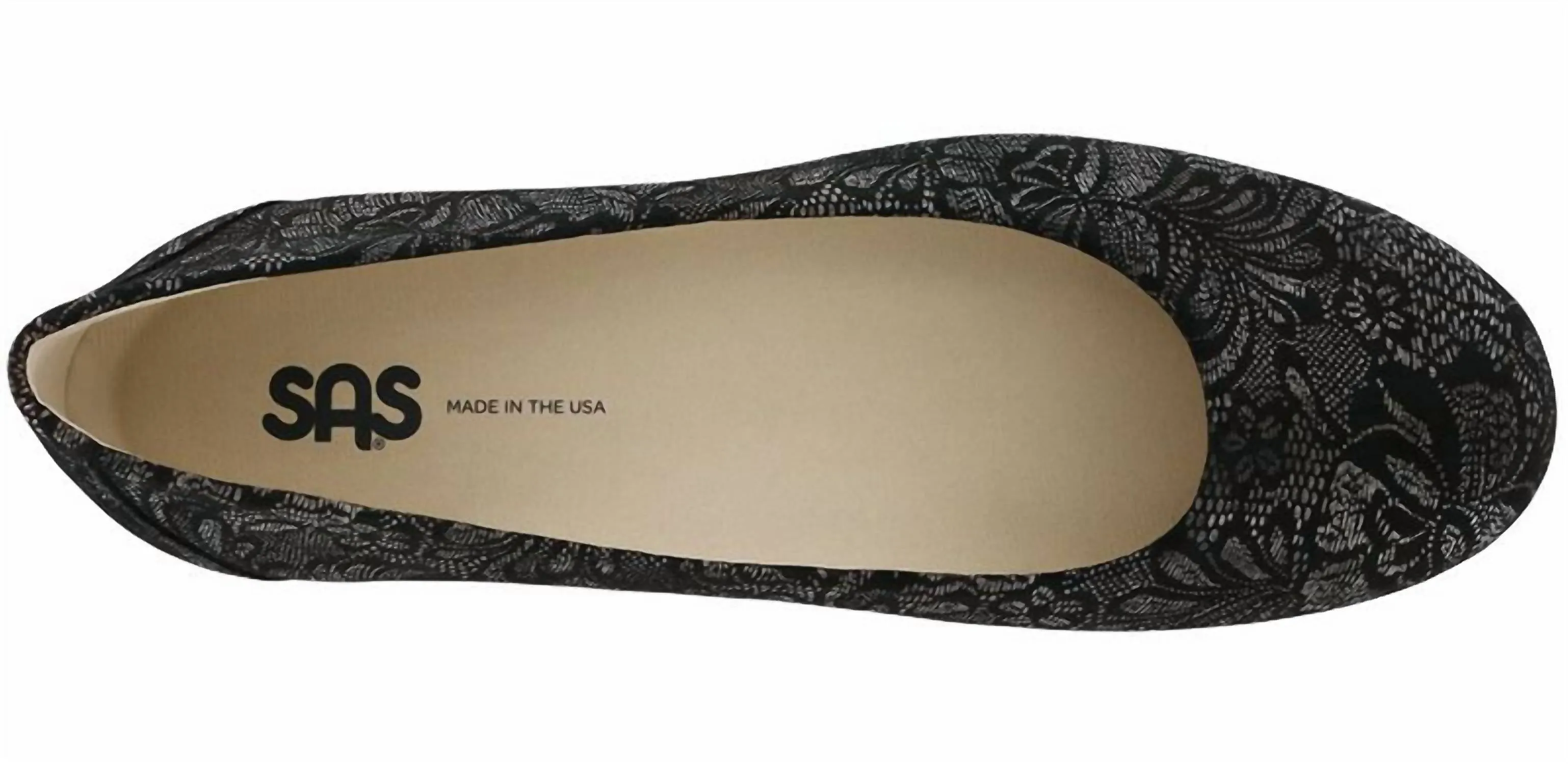 Women's Scenic Ballet Flat Shoes Medium In Black Lace
