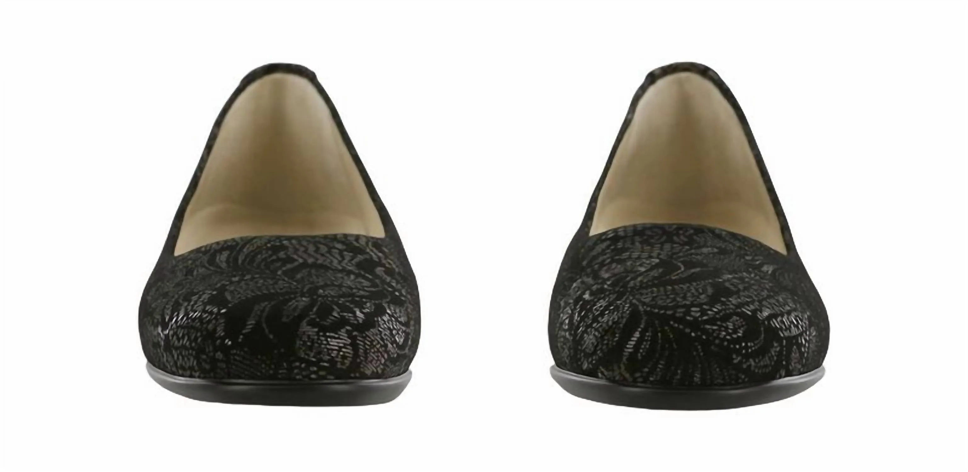 Women's Scenic Ballet Flat Shoes Wide In Black Lace