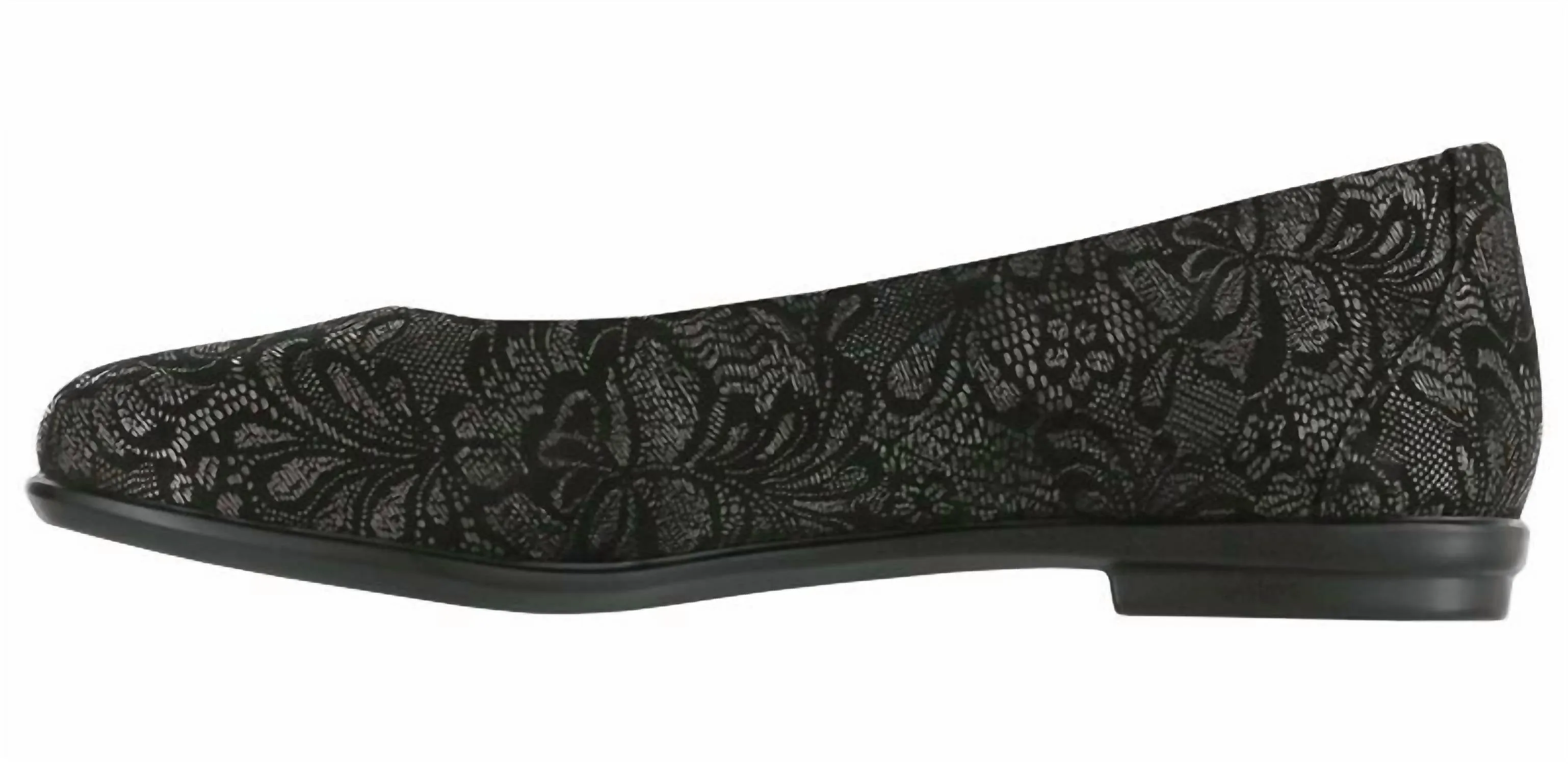Women's Scenic Ballet Flat Shoes Wide In Black Lace