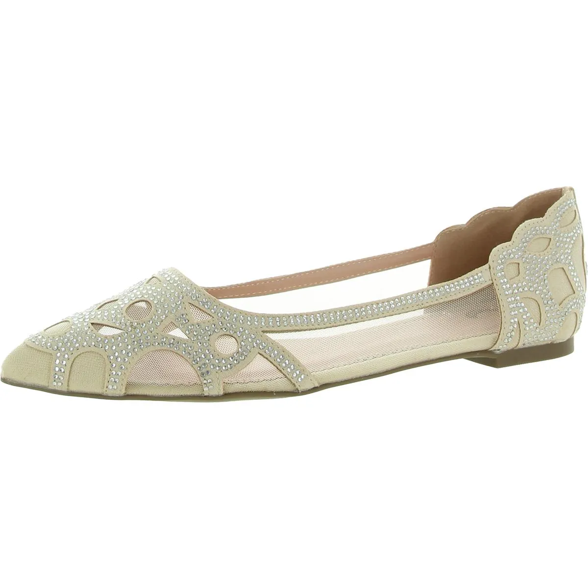 Womens Slip On Rhinestone Ballet Flats