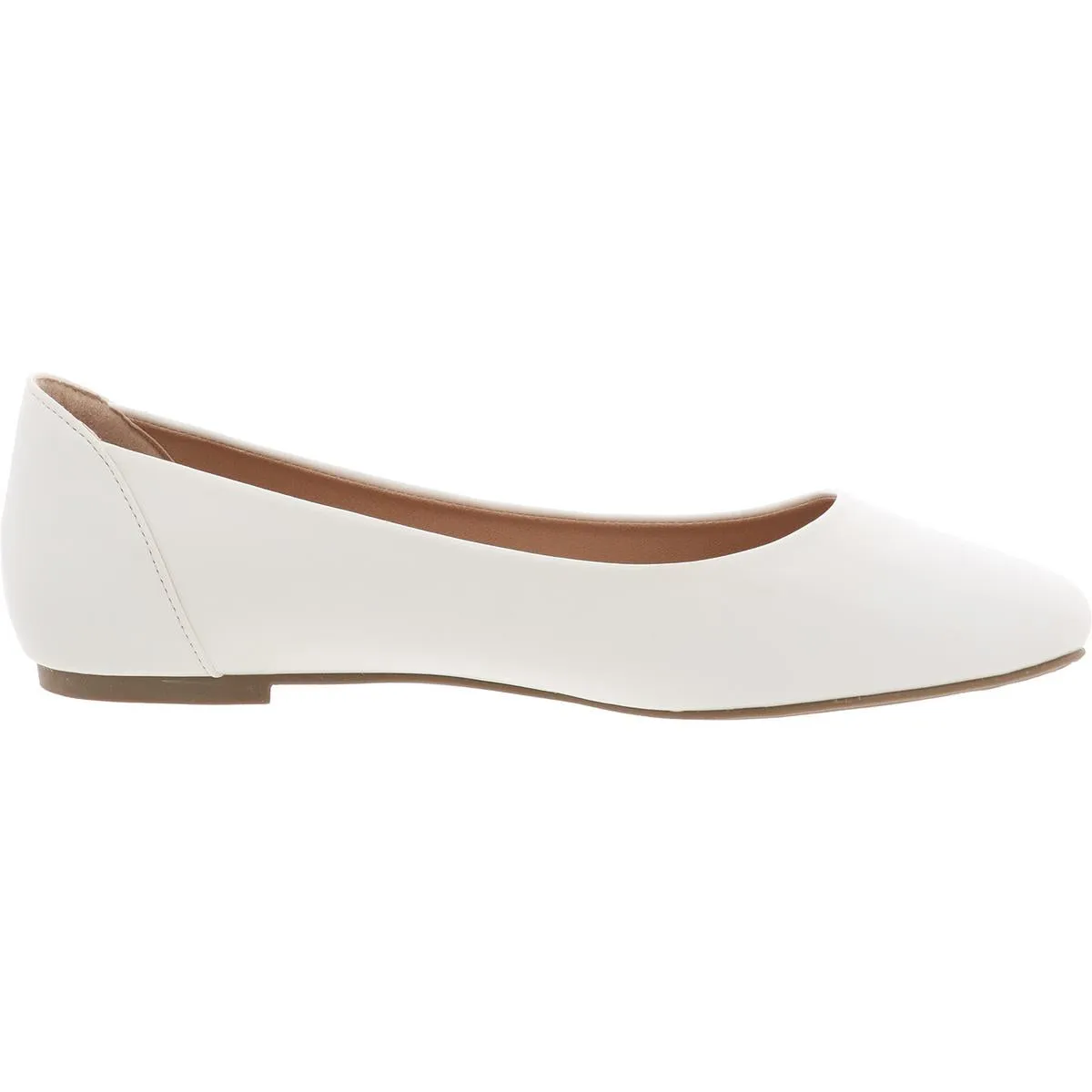 Womens Solid Faux Leather Ballet Flats