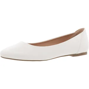 Womens Solid Faux Leather Ballet Flats