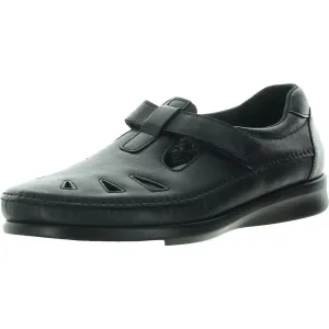 Womens Solid Leather Slip-On Sneakers