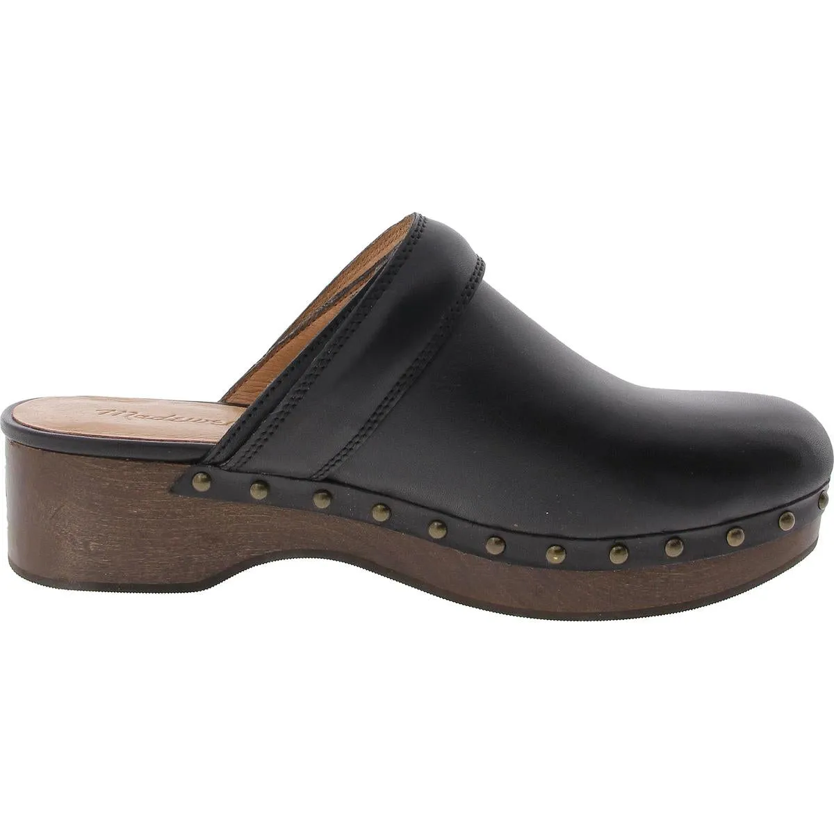 Womens Studded Faux Leather Clogs