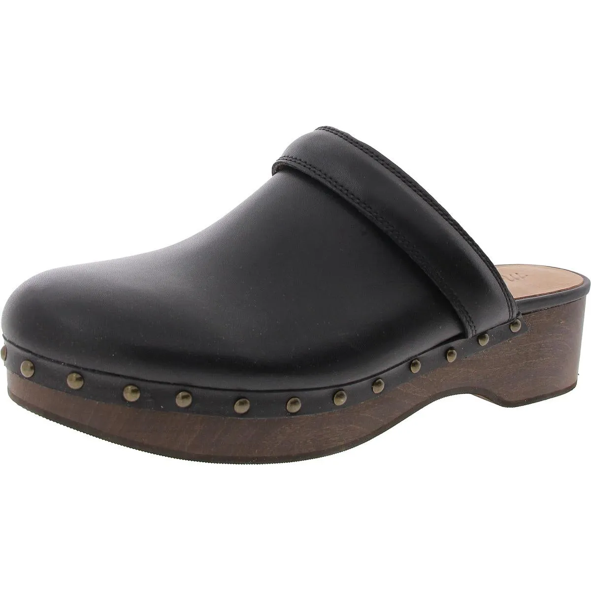Womens Studded Faux Leather Clogs