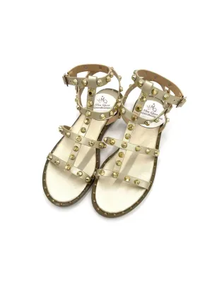Women's Studded Flat Sandals In Gold