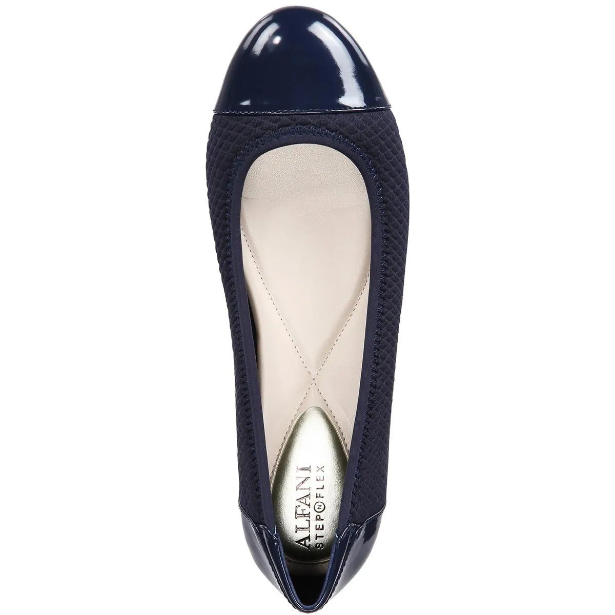 Womens Textured Round Toe Ballet Flats