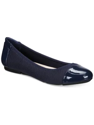 Womens Textured Round Toe Ballet Flats