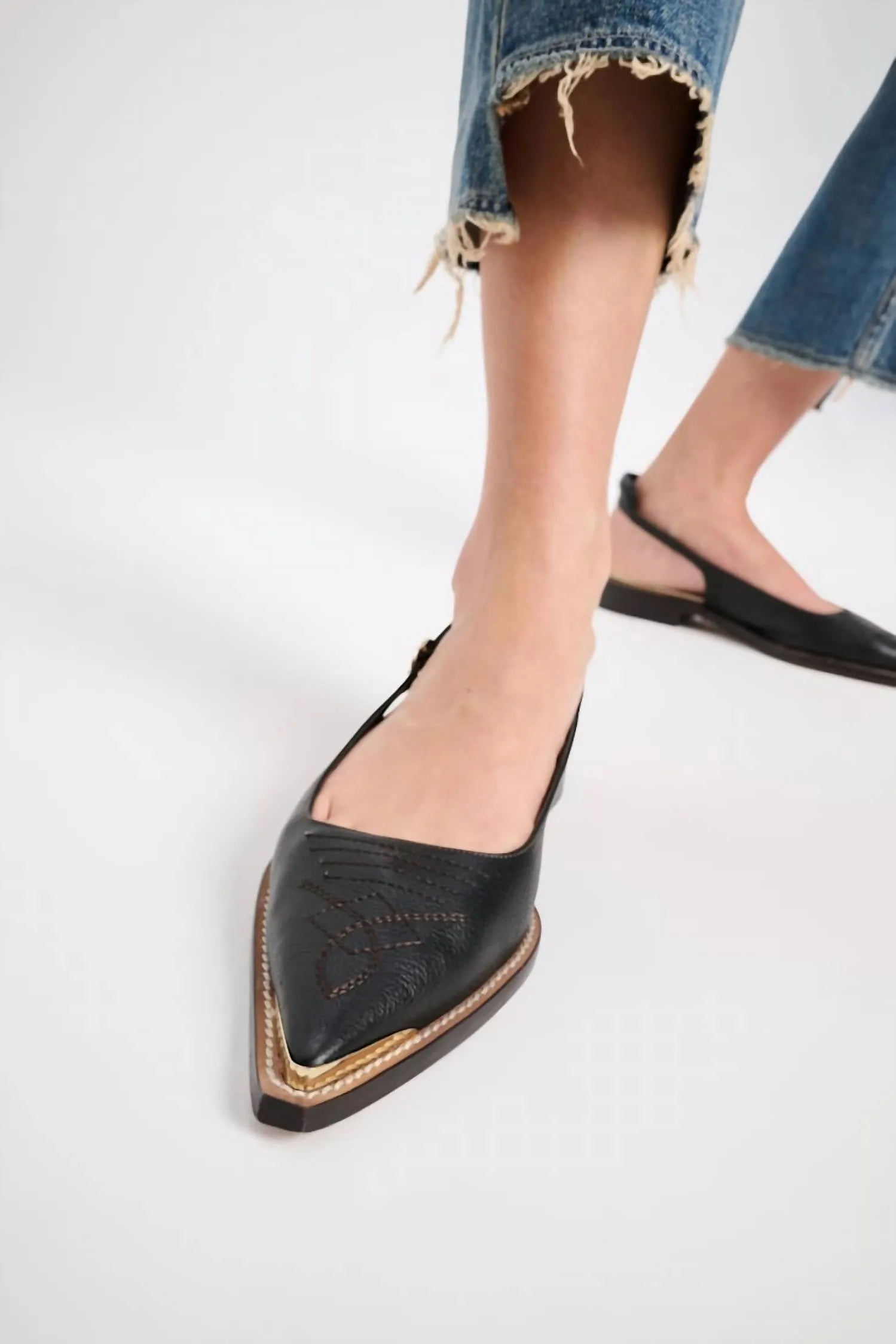 Women's Western Shine Ballerina Shoes In Pure Black