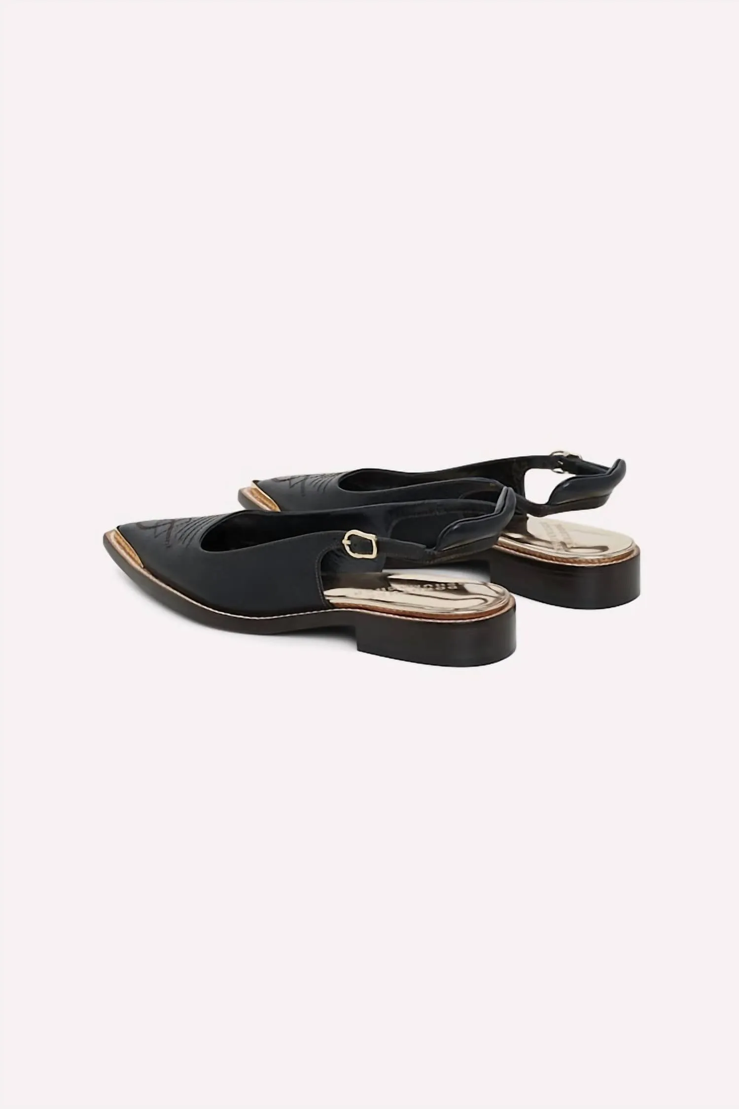 Women's Western Shine Ballerina Shoes In Pure Black