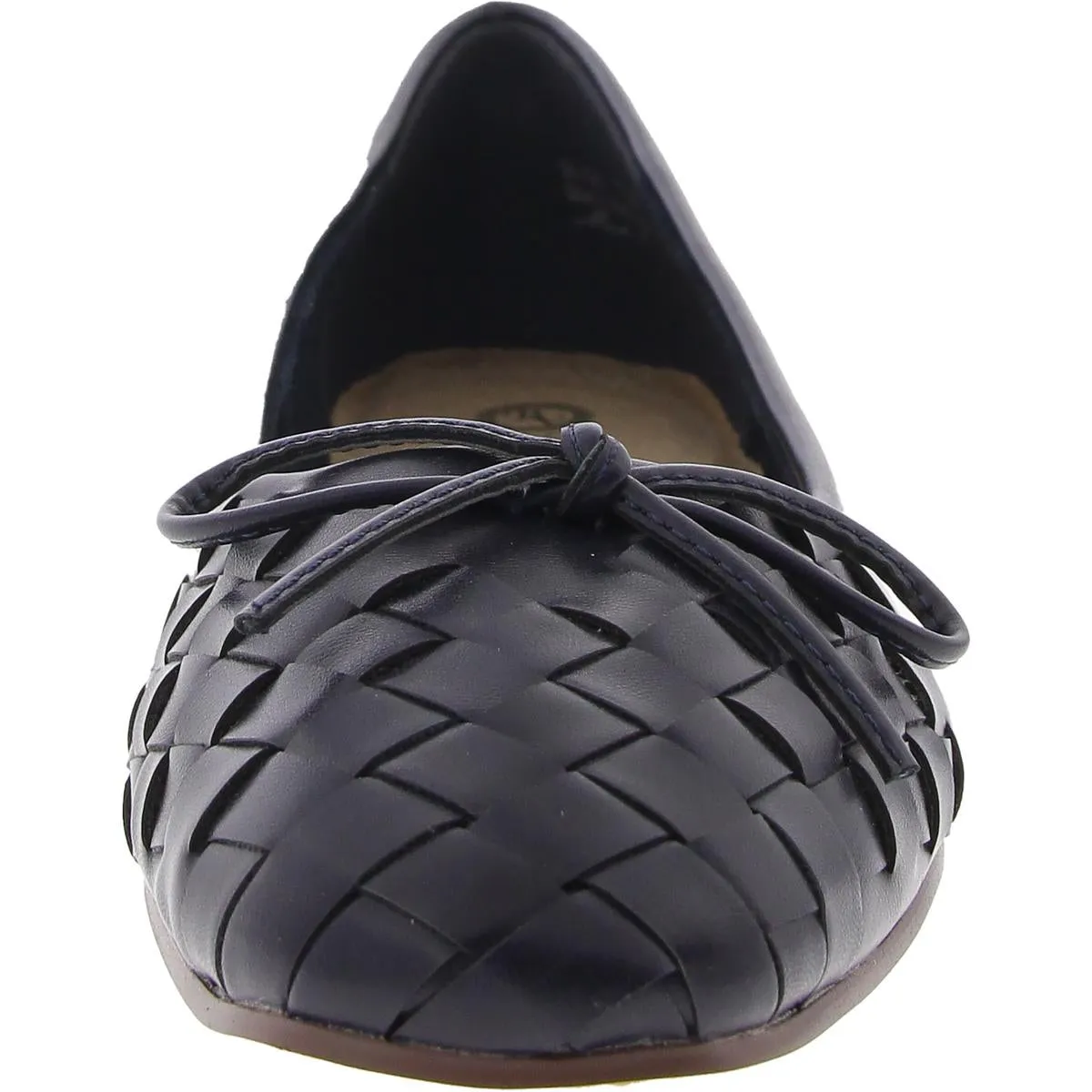 Womens Woven Faux Leather Ballet Flats