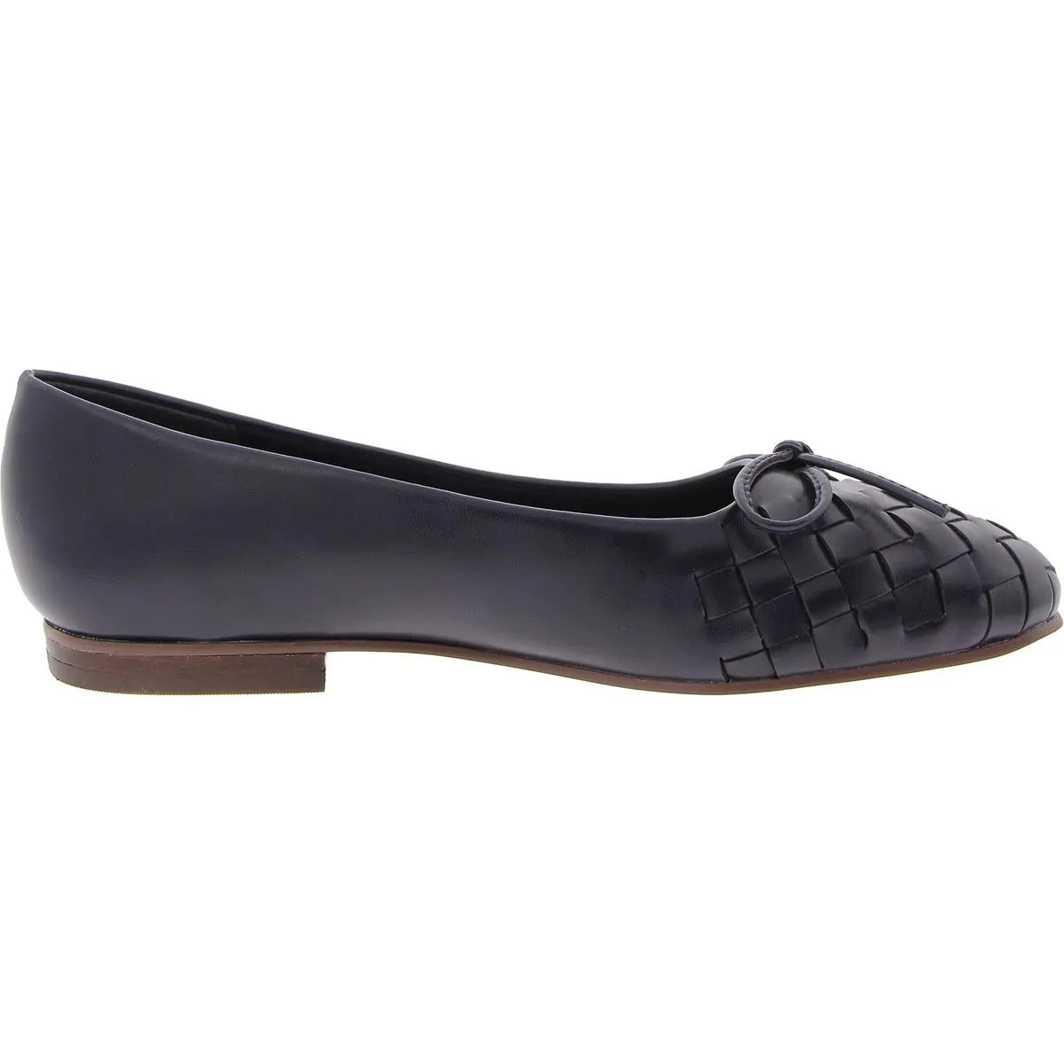Womens Woven Faux Leather Ballet Flats
