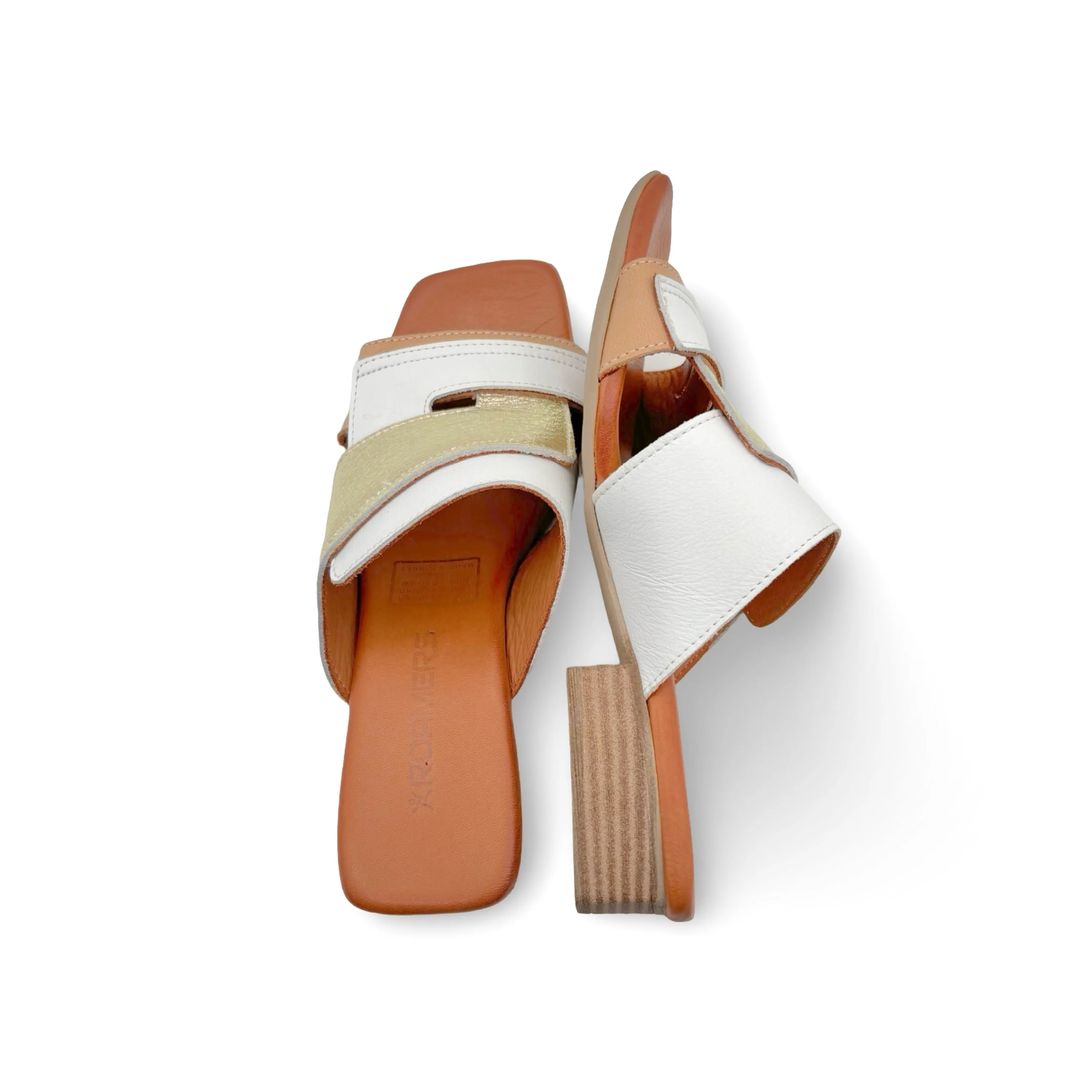 Xilo White/Gold Leather Slide
