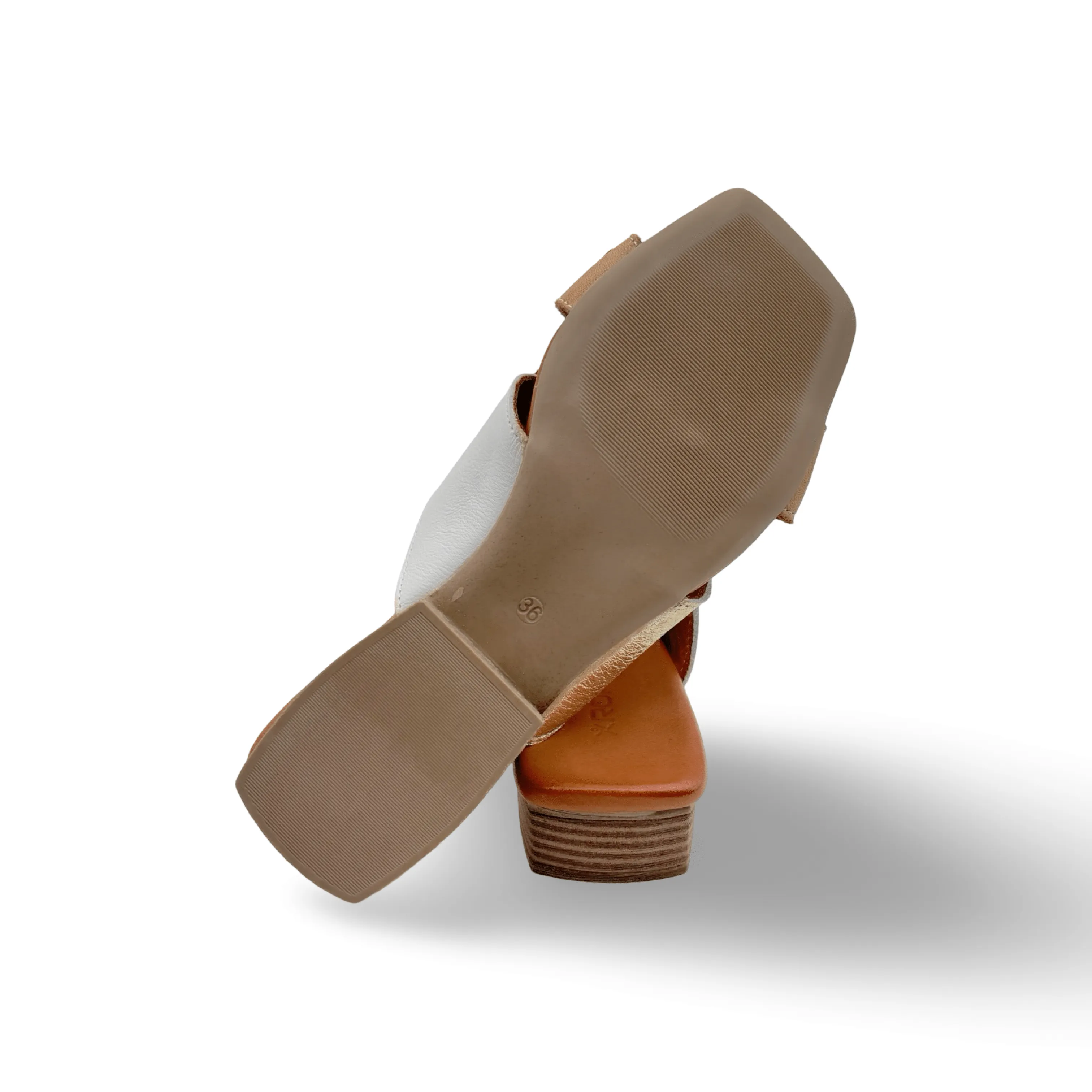 Xilo White/Gold Leather Slide